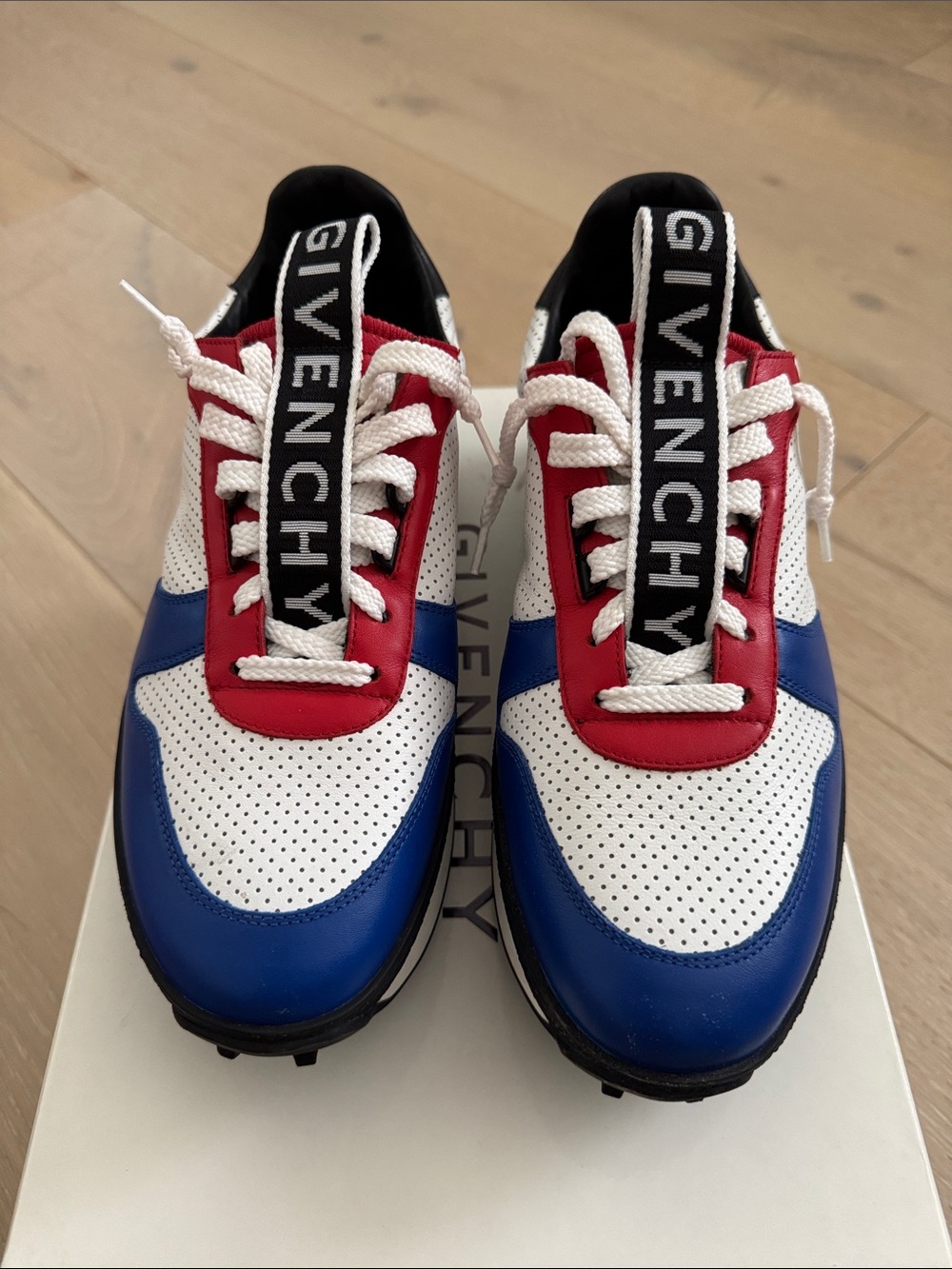 Givenchy TR3 Runner White Blue Red Perforated Leather Men's Sneakers